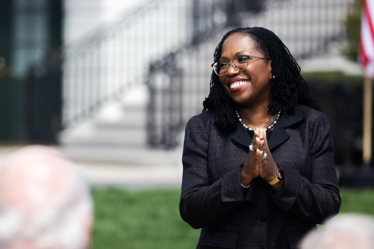 Judge Ketanji Brown Jackson during a celebration of her Supreme Court confirmation at the White House (Nathan Posner / Anadolu Agency via Getty Images file)