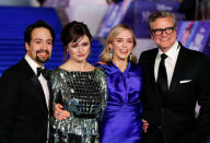 Actors Lin-Manuel Miranda, Emily Mortimer, Emily Blunt and Colin Firth attend the European premiere of "Mary Poppins Returns" in London, Britain December 12, 2018. REUTERS/John Sibley