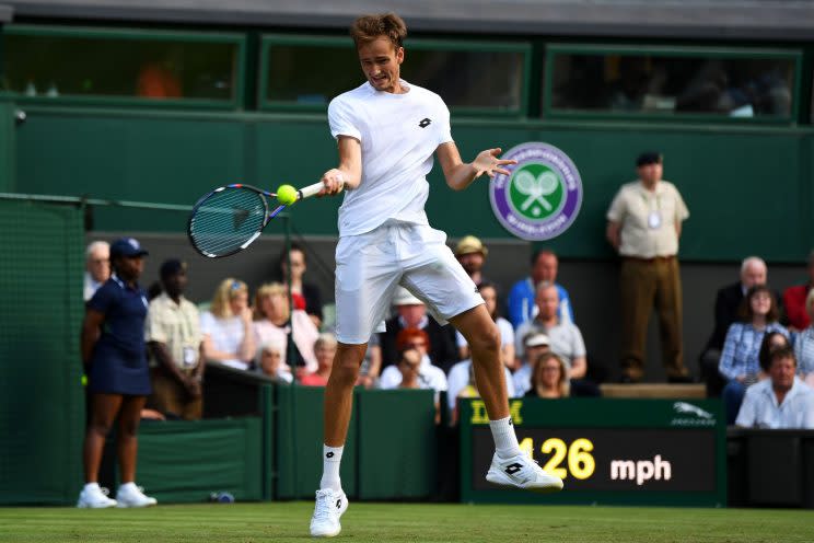 Daniil Medvedev took out his wallet and threw coins on the court after his second round defeat. (Getty Images)