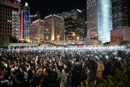 Thousands held a peaceful Thanksgiving themed rally in Hong Kong on Thursday night