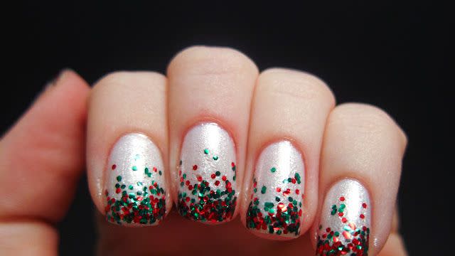 christmas nail ideas glitter tips