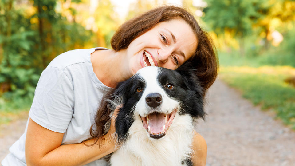  Happy dog and owner 