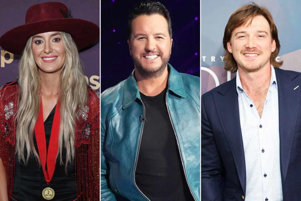 <p>Terry Wyatt/Getty, Eric McCandless/ABC via Getty, Jason Kempin/Getty</p> Lainey Wilson, Luke Bryan and Morgan Wallen