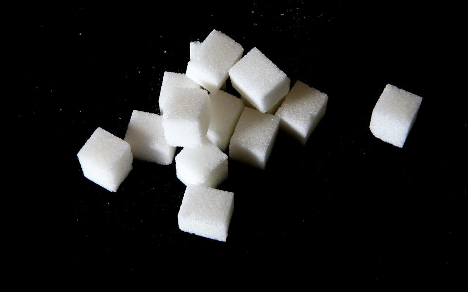 Embargoed to 0001 Wednesday January 02 Undated file photos of some sugar cubes. Children have on average already eaten more sugar than the maximum amount recommended for an 18-year-old by the time they reach their 10th birthday, a study suggests.