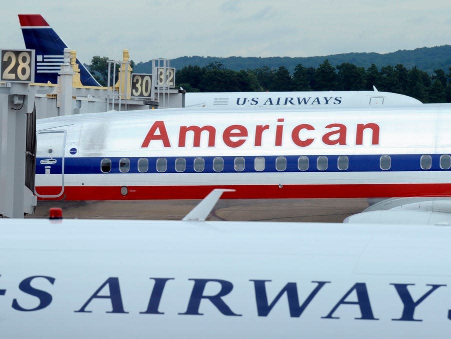 American Airlines and US Airways aircraft.