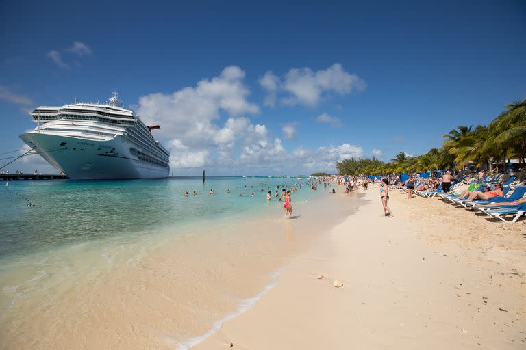 Grand Turk, Turks and Caicos Islands - January 10, 2017: View of a typical caribbean beach in Grand Turk Island.