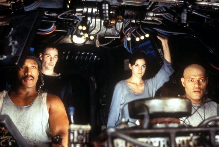 laurence fishburne, keanu reeves, carrie ann moss, anthony ray parker, the matrix