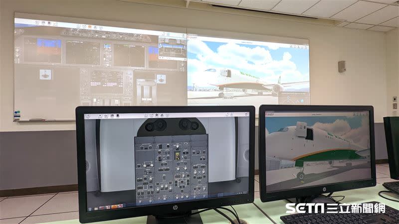 長榮航太特別引進價值數百萬美元的訓練系統。（圖／記者戴玉翔攝影）