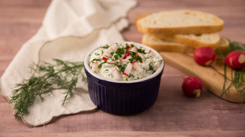 cottage cheese dip on table