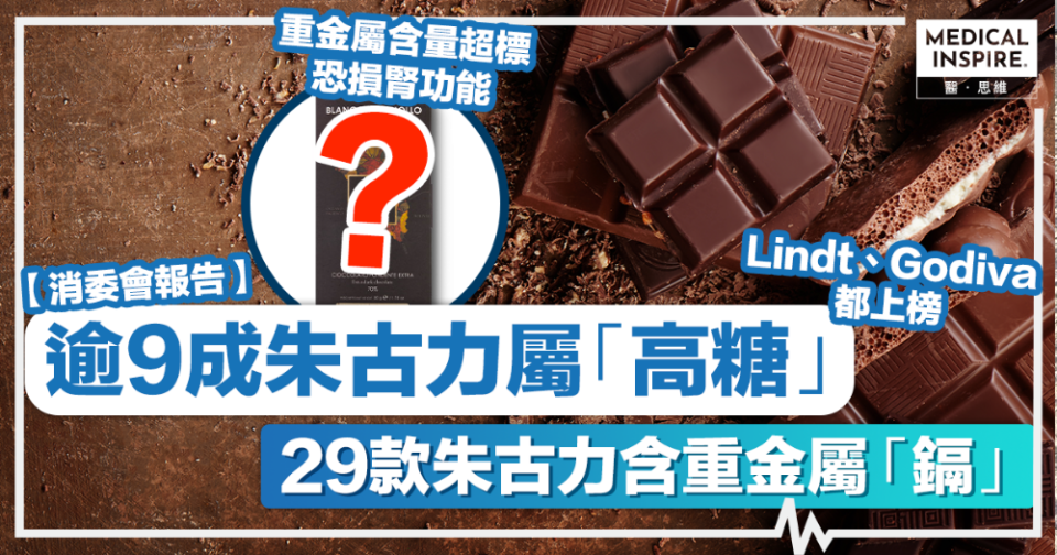 消委會朱古力 │ 逾9成朱古力屬「高糖」，29款朱古力含重金屬「鎘」恐傷腎，Lindt、Godiva都上榜