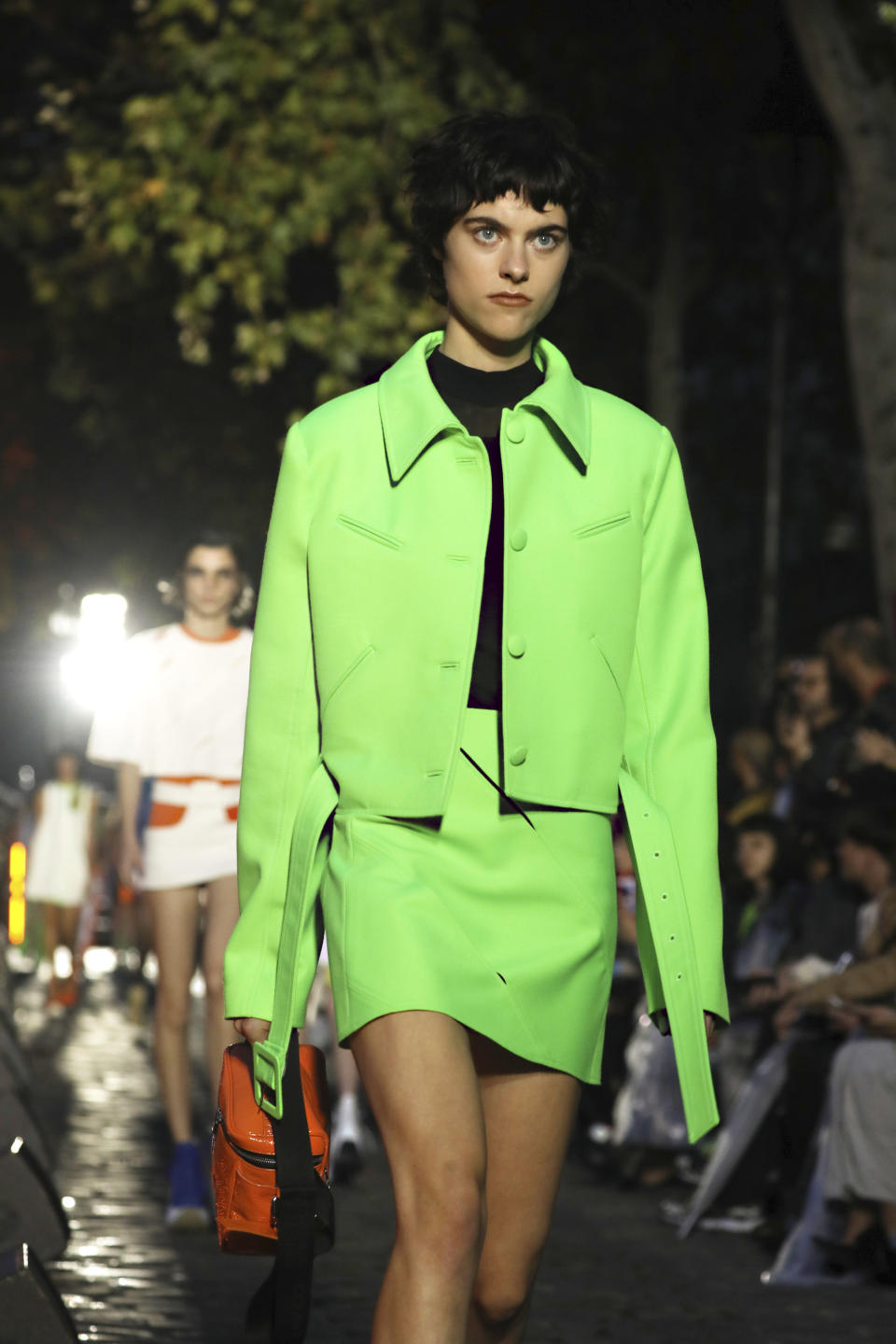 A model wears a creation as part of the Courreges Ready To Wear Spring-Summer 2020 collection, unveiled during the fashion week, in Paris, Wednesday, Sept. 25, 2019. (Photo by Vianney Le Caer/Invision/AP)