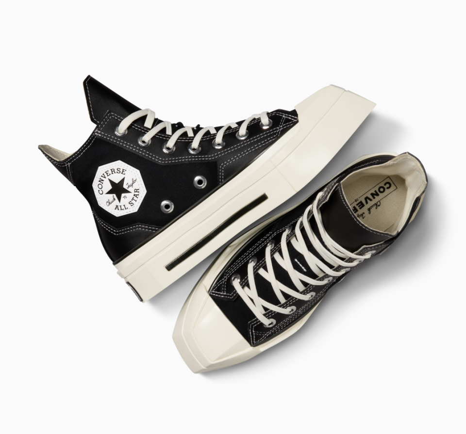 <p>The De Luxe Squared sneaker is also available without Swarovski crystals and is instead designed with a sleek leather in both black and white colorways. </p>