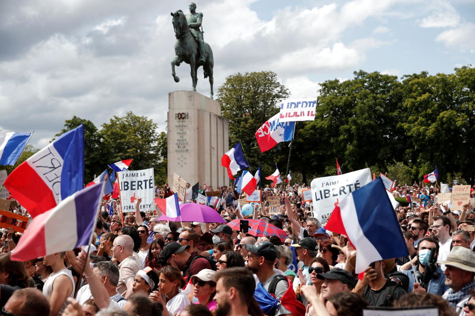 Protesters attend a demonstration called by the French nationalist party 