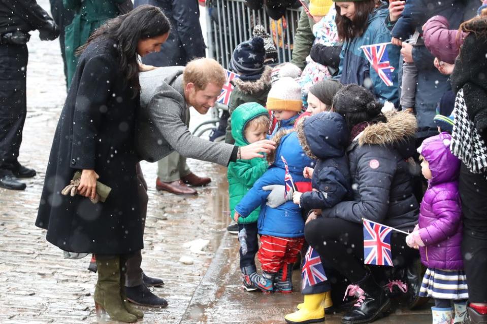 Meghan Markle and Prince Harry at a walkabout in Bristol on February 1, 2018.