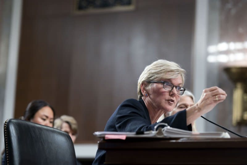 Energy Secretary Jennifer Granholm speaks in April during a Senate Armed Services Committee hearing at the U.S. Capitol in Washington, D.C. The Biden administration on Tuesday is unveiling a new initiative with 21 states to further promote the United States' transition to clean energy sources and better modernize the U.S. power grid. File Photo by Bonnie Cash/UPI