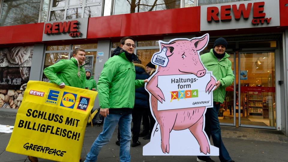 Greenpeace-Protest gegen Billigfleisch in Köln.