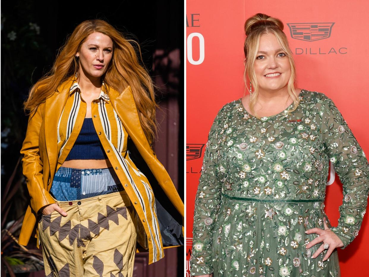 ‘It Ends With Us’ star Blake Lively in costume and author Colleen Hoover.