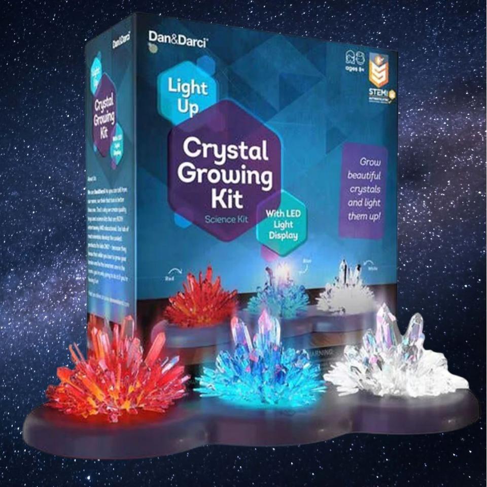 Perfect for the curious chemist, this light-up crystal growing kit includes all the ingredients needed to create three different colored clusters that they can observe forming over time. Once the crystal formations have finished growing, they can be displayed on the LED light-up stand.  You can buy the crystal growing kit from Walmart for $24.99.