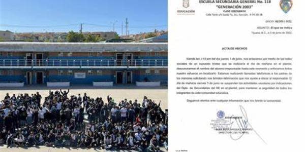 Suspenden clases en secundaria de Tijuana por amenaza de tiroteo 