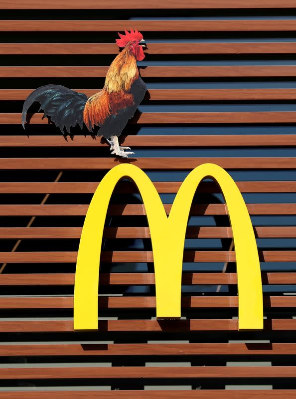 FILE PHOTO: A sign of the U.S. fast food restaurant chain McDonald's is seen outside one of their restaurants in Brussels