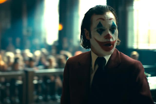 <p>Warner Bros. Pictures </p> Joaquin Phoenix in 'Joker: Folie à Deux'