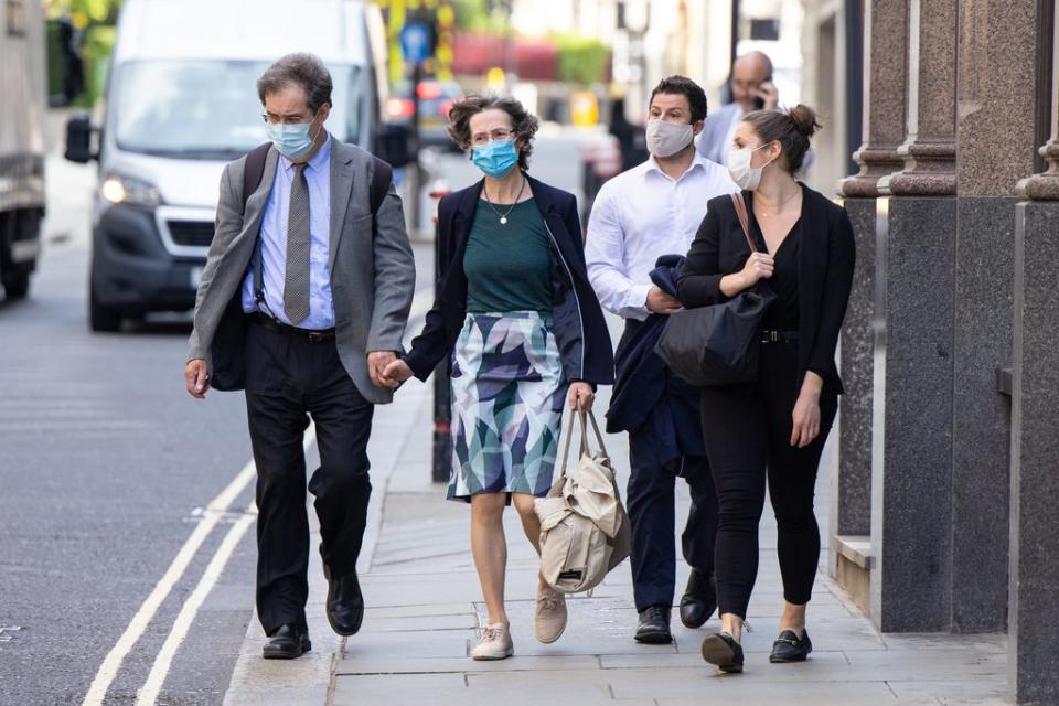 Sarah Everard’s father, Jeremy (left), leaves the Old Bailey with other family members (PA Wire)