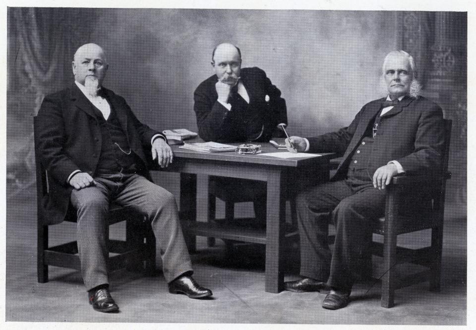 From left, Cohasset Selectmen Newcomb B. Tower, Joseph Bigelow and Philander Bates, circa 1900.