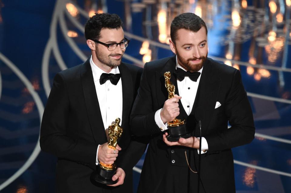 Sam Smith declares himself the only openly gay man to win an Oscar.