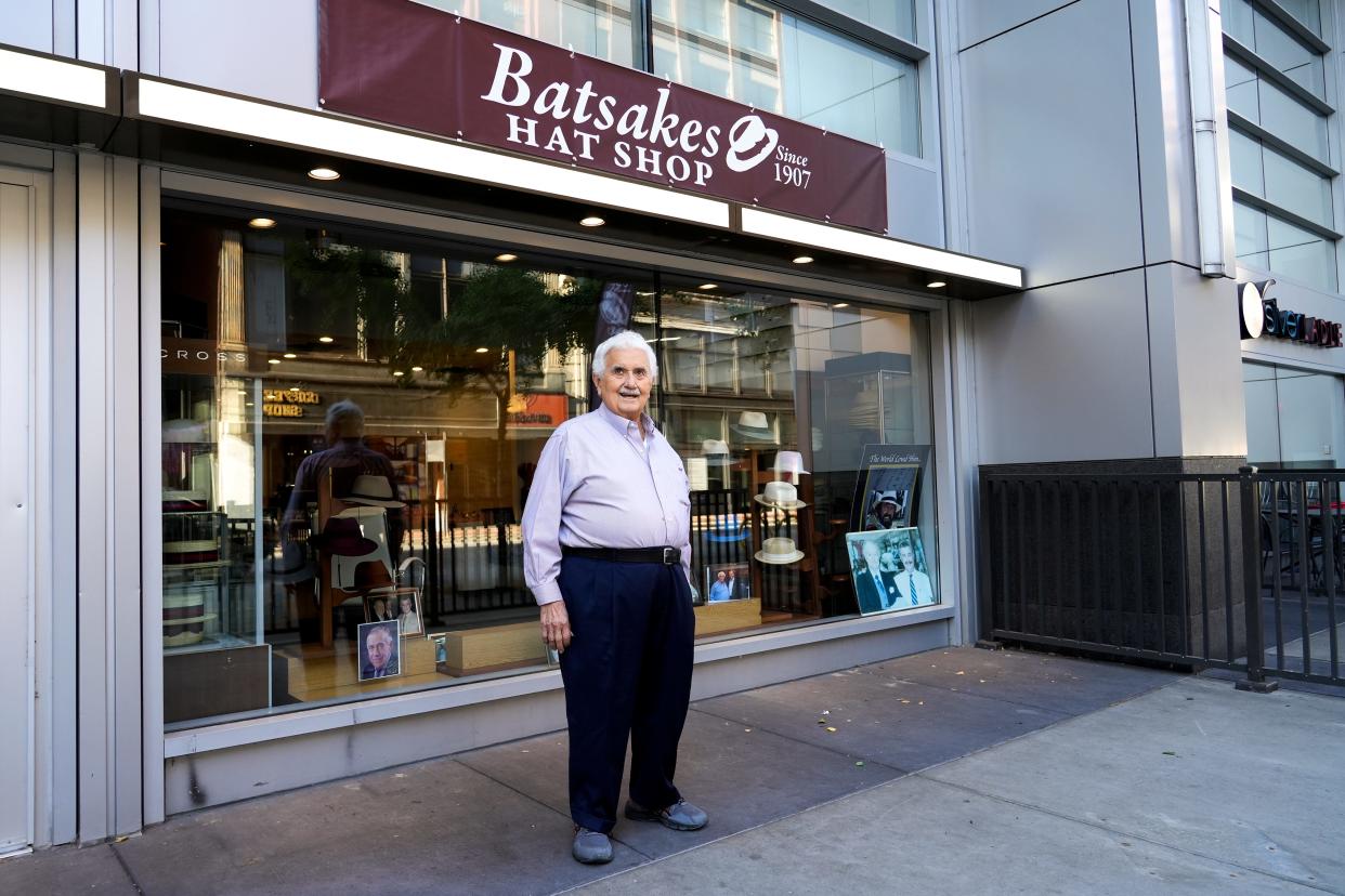 Gus Miller, 91, owner of Batsakes Hat Shop, recently relocated to his store into Downtown Cincinnati’s At580 building.