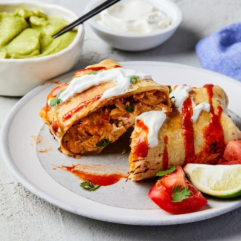 <p>Chimichangas are essentially fried <a href="https://www.delish.com/cooking/g2154/burrito-recipes/" rel="nofollow noopener" target="_blank" data-ylk="slk:burritos;elm:context_link;itc:0;sec:content-canvas" class="link ">burritos</a>, which, don't get us wrong, we absolutely LOVE. What we don't always care for is the excess oil or the mess of deep frying. Make your chicken chimichangas in the <a href="https://www.delish.com/cooking/g4711/air-fryer-recipes/" rel="nofollow noopener" target="_blank" data-ylk="slk:air fryer;elm:context_link;itc:0;sec:content-canvas" class="link ">air fryer</a> instead for an exceptionally crispy burrito!</p><p>Get the <strong><a href="https://www.delish.com/cooking/recipe-ideas/a36267482/air-fryer-chimichanga-recipe/" rel="nofollow noopener" target="_blank" data-ylk="slk:Air Fryer Chimichanga recipe;elm:context_link;itc:0;sec:content-canvas" class="link ">Air Fryer Chimichanga recipe</a></strong>.</p>