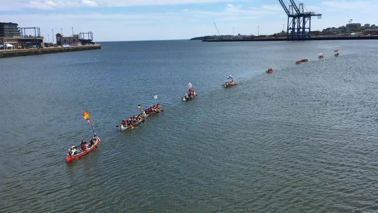 River brigade honouring Canada 150 paddles into Saint John