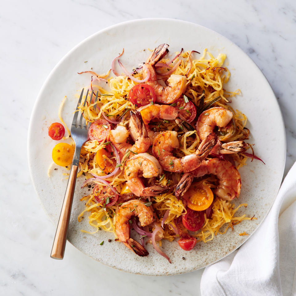 Dinner: Pan-Seared Shrimp with Rosemary Spaghetti Squash