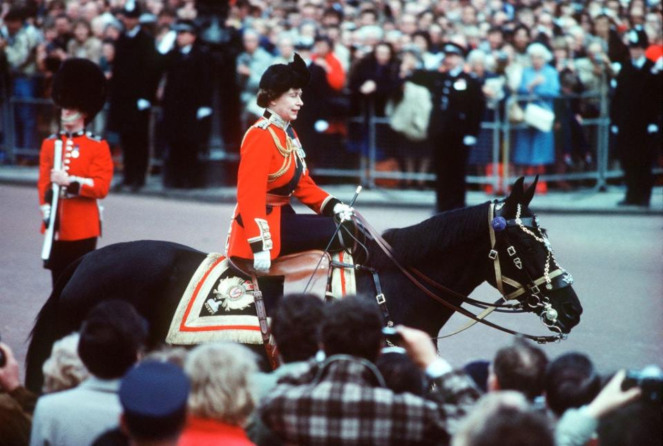 Queen Elizabeth at Trooping the Colour 1985.