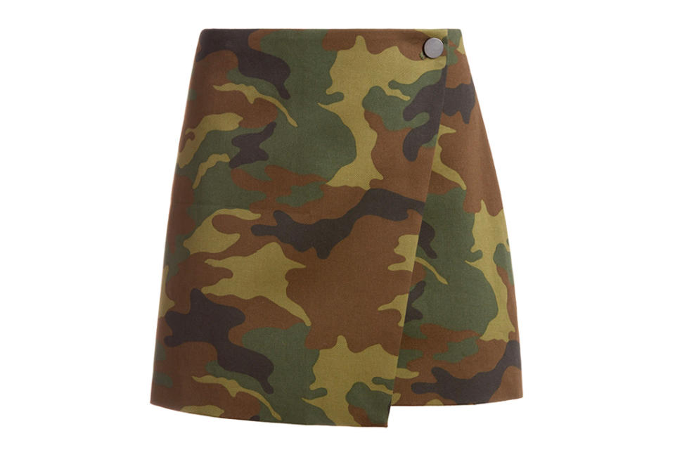 camo skirt, mini skirt, alice olivia