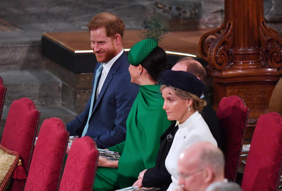 The couple exchanged a smile during their final royal engagement. (Photo: Phil Harris - WPA Pool/Getty Images)