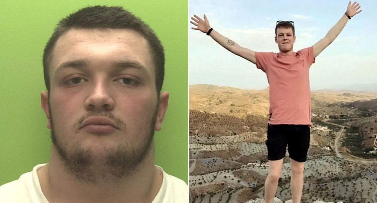 Kyle Turton, 21, (L) launched the unprovoked attack on Nathaniel Bierley, 26, in Nottingham city centre. (SWNS)