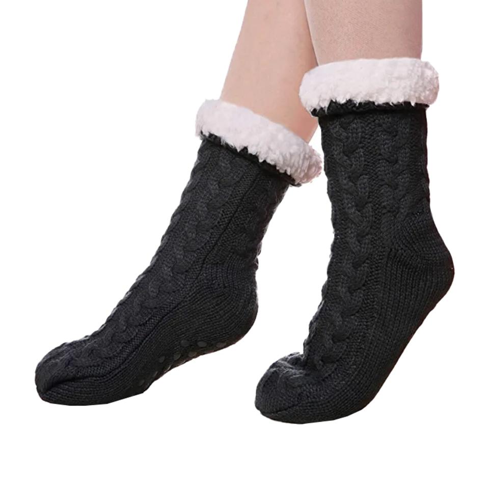 SDBING Women's Winter Super Soft Warm Cozy Fuzzy Fleece-Lined with Grippers Slipper Socks