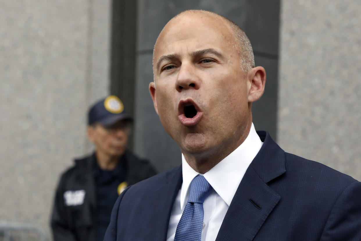 California attorney Michael Avenatti makes a statement to the press after leaving a courthouse in New York Tuesday, July 23, 2019. (AP)