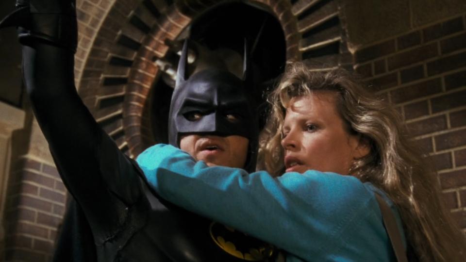  Batman rescuing Vicki Vale in Batman. 