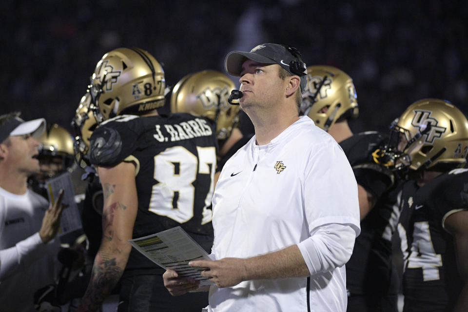 Central Florida head coach Josh Heupel watches from the sideline during a 2018 game against Cincinnati. (AP)