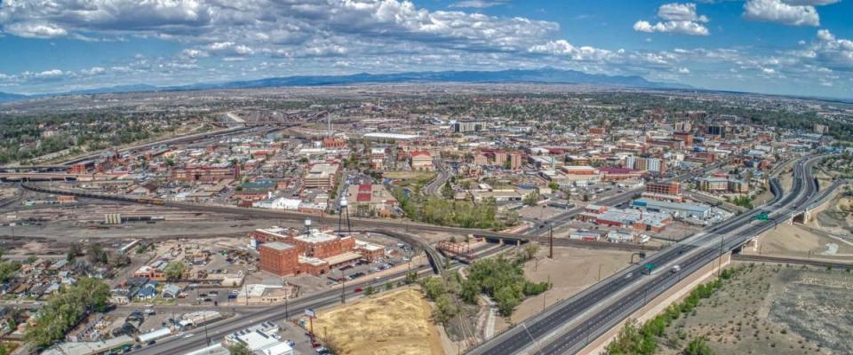 Aerial View of Downtown Pueblo in Southern Colorado