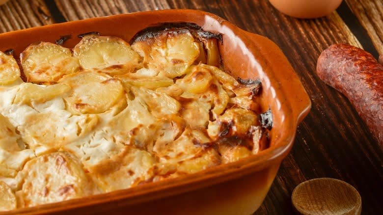 Dish of Hungarian layered potatoes