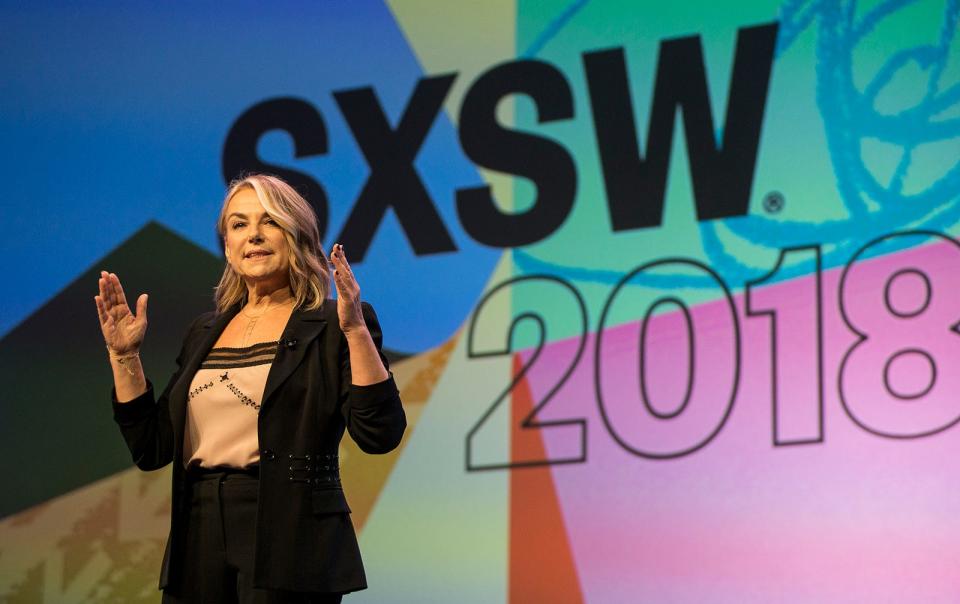 Sex therapist and counselor Esther Perel gives a keynote speech during the SXSW conference in March 2018. Part of that talk included Perel Perel encouraging SXSW attendees to talk to strangers, get their heads out of their phones and find inspiration in each other.