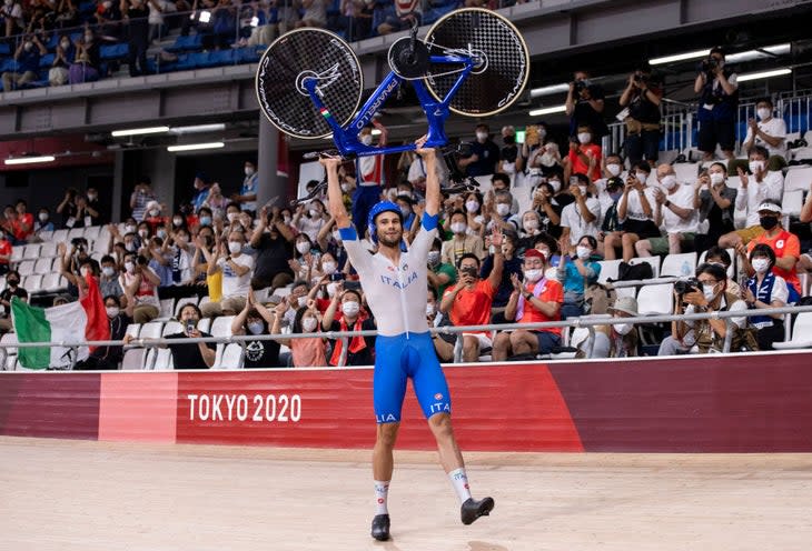 Ganna’s 3D printed Pinarello track bike (Photo: Justin Setterfield/Getty Images)