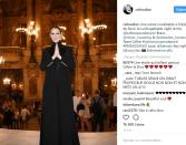 <p>En bonne influenceuse mode, Céline est venue applaudir Olivier Rousteing à l’Opéra de Paris le 13 juin dernier, à qui l’on doit les costumes (pour la maison Balmain) du ballet intitulé « Renaissance » du chorégraphe Sébastien Bertaud. (Photo : Instagram) </p>