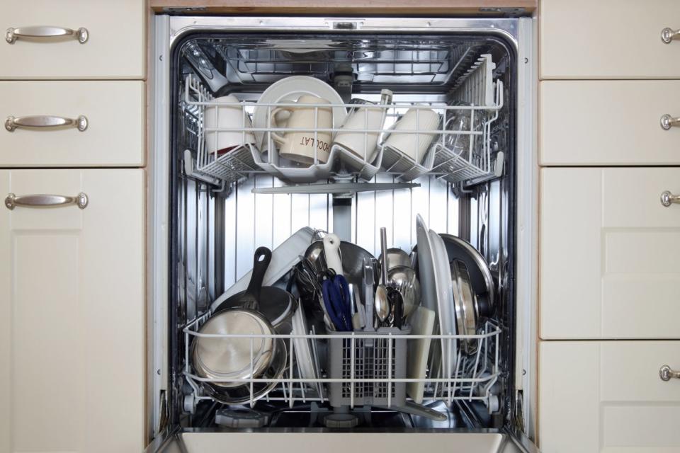 full dishwasher with door open 