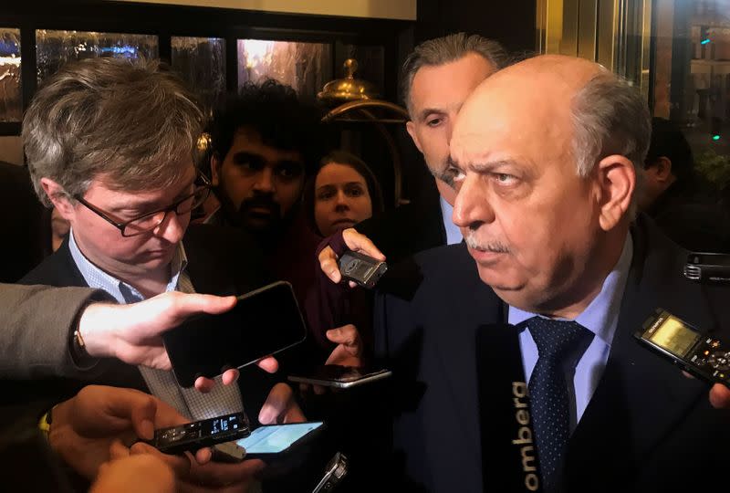 Iraqi Oil Minister Thamer Ghadhban talks to journalists in Vienna