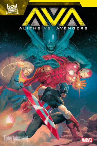 <p>Esad Ribic for Marvel Comics</p> 'Aliens vs. Avengers'