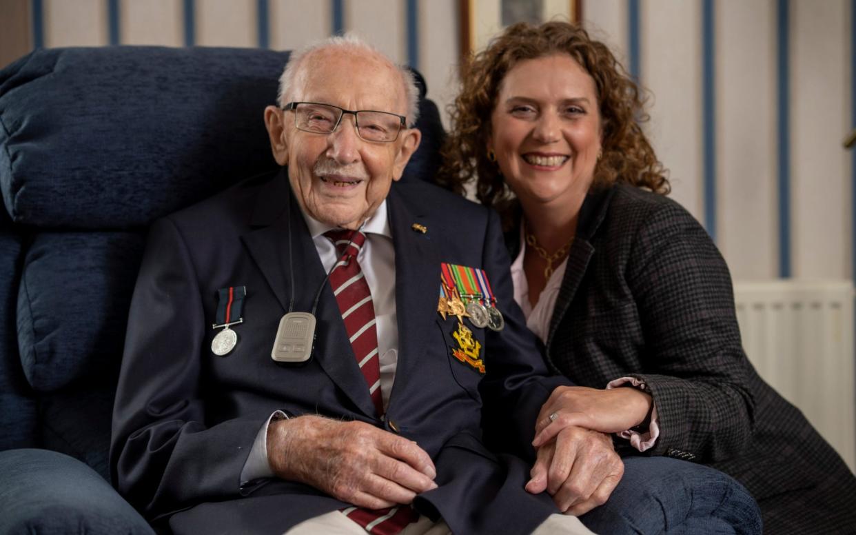 Captain Sir Tom Moore and his daughter, Hannah - Andrew Crowley/The Telegraph