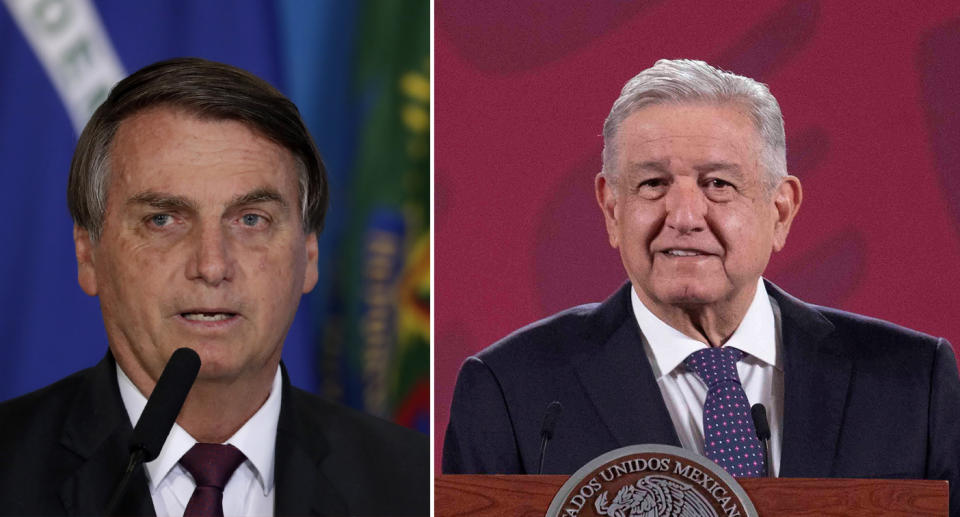 Brazil President Jair Bolsonaro (left) and Mexican President Andrés Manuel López Obrador (right)